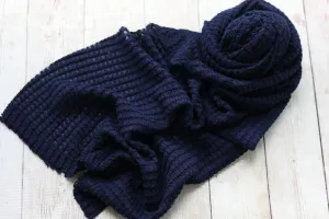 benjamin collection stretch fabric posing wrap in navy blue