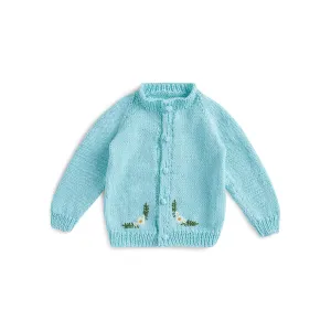Bernat Little Floral Knit Baby Cardigan