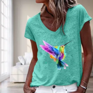 BerryBetty - Casual Bird Print T-Shirt