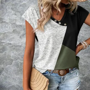 BerryBetty - Casual Contrast Color T-Shirt