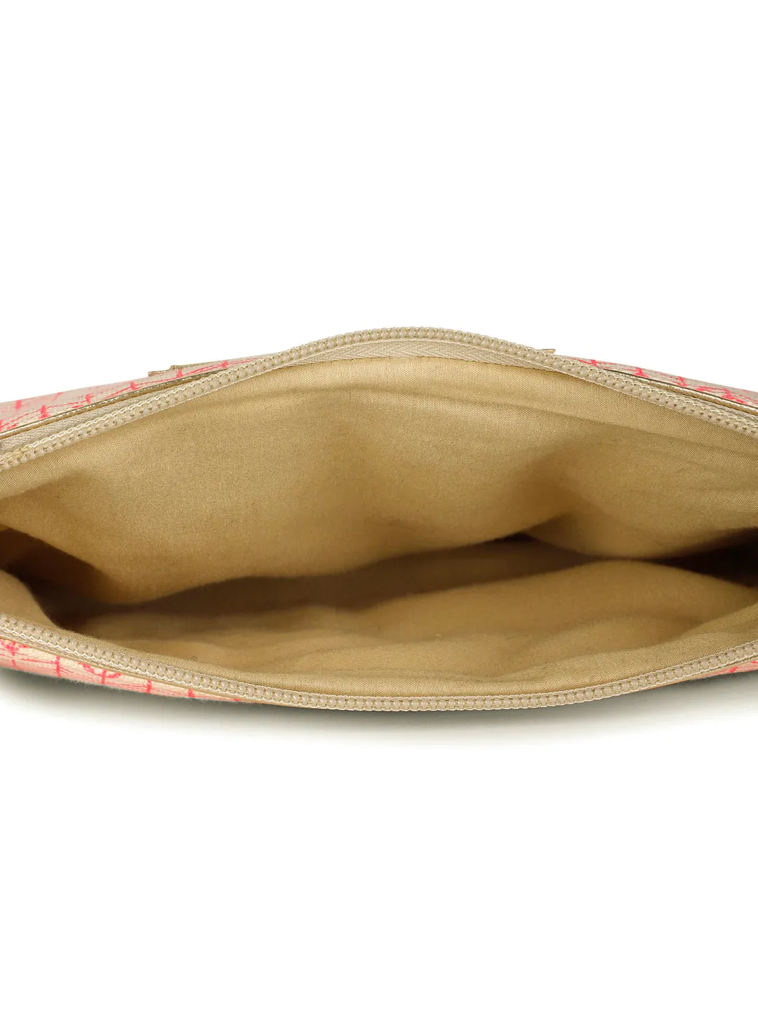 Berrylush Women Pink & White Geometric Printed Canvas Detachable Sling Strap Small Clutch/Sling Bag