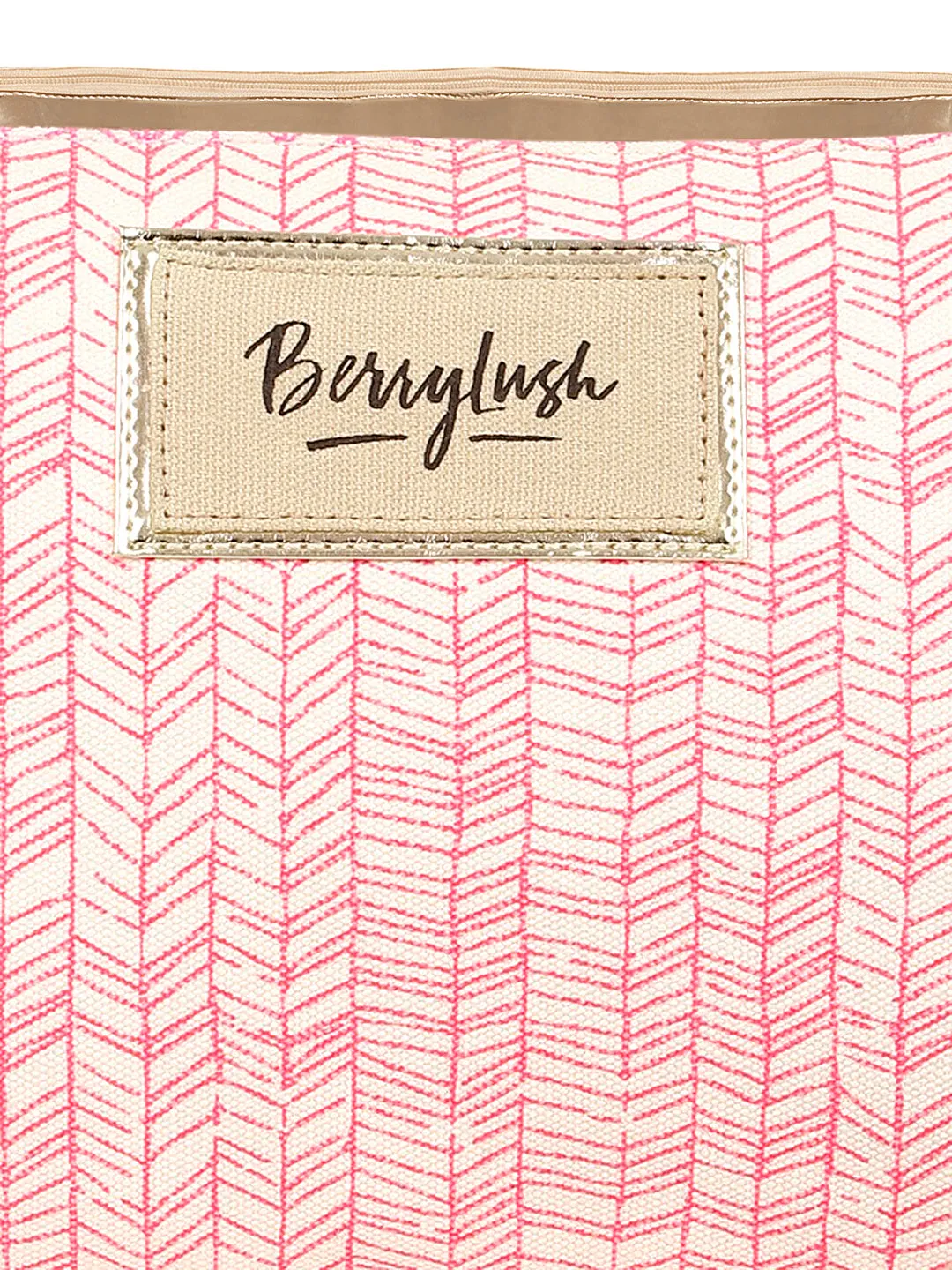 Berrylush Women Pink & White Geometric Printed Canvas Detachable Sling Strap Small Clutch/Sling Bag