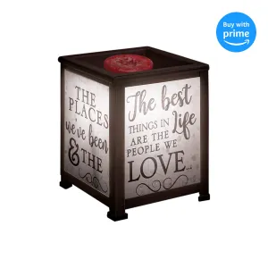 Best Life Love Black Metal Electrical Wax Tart and Oil Glass Lantern Warmer