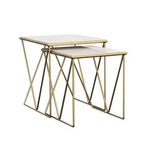 Bette 2-piece Nesting Table Set White and Gold