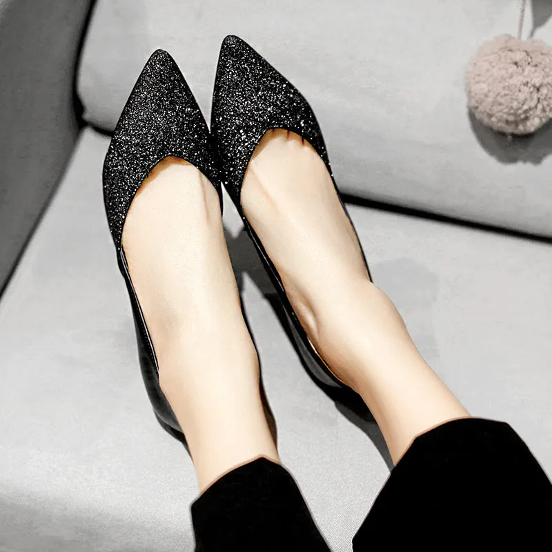 Bigsizeheels Trendy Slip-On Pointed Toe Stiletto Heels - Black