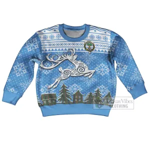 Bisset Clan Christmas Kid Ugly Sweater with Tartan and Celtic Reindeer Style