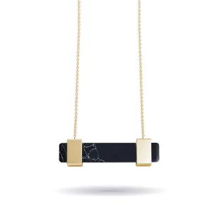 Black Agate | Gold | Gemstone Bar Necklace