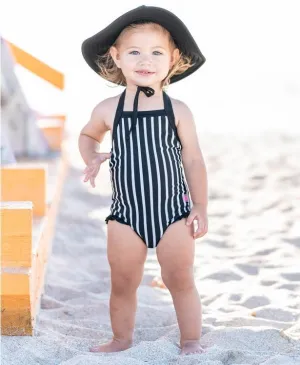 Black & White Stripe Halter One Piece