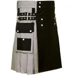 Black And Grey Wedding Fashionable Utility Kilt