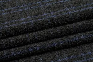 Black and Navy Plaid Wool Boucle