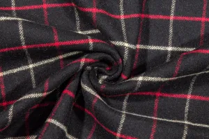 Black and Red Windowpane Checked Italian Wool Coating