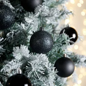 Black Christmas Baubles - 10 Pack