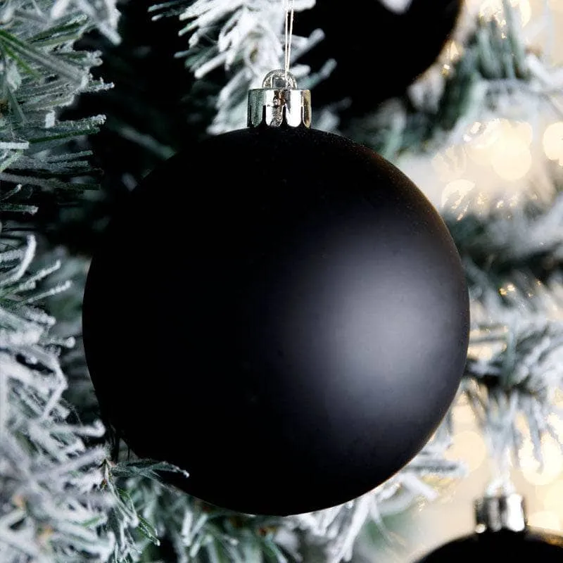 Black Christmas Baubles - 4 Pack