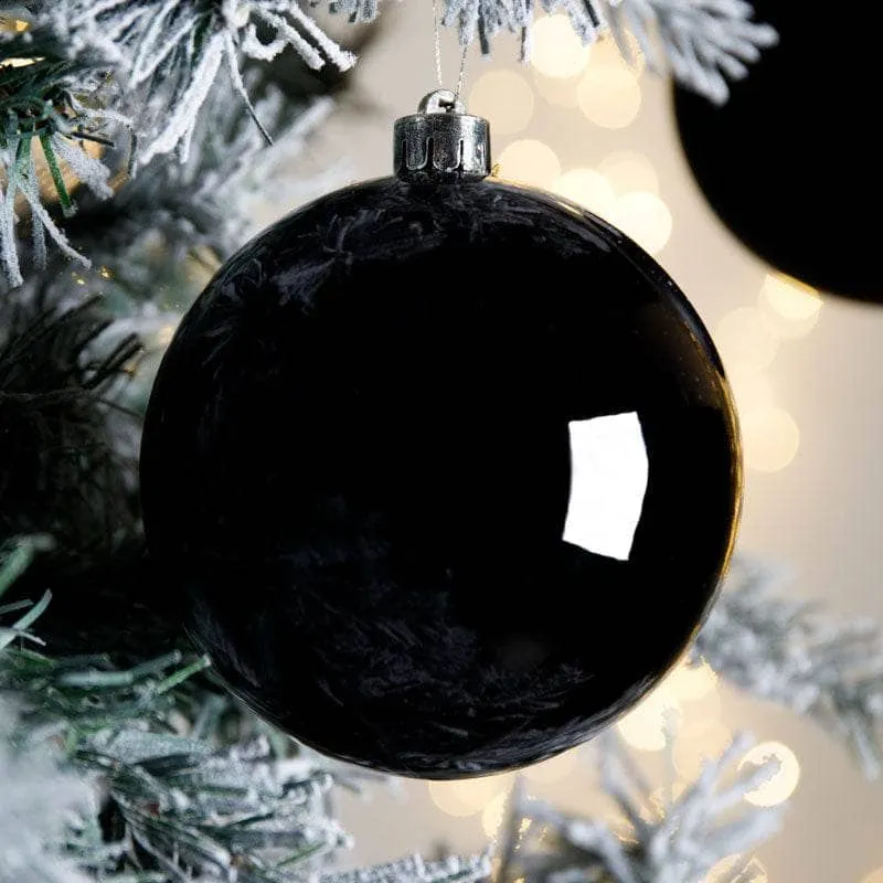 Black Christmas Baubles - 4 Pack