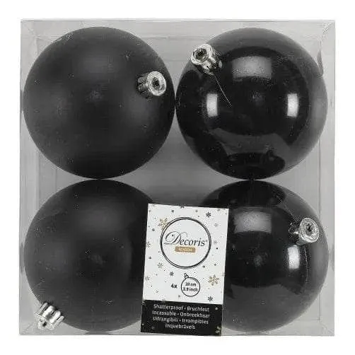 Black Christmas Baubles - 4 Pack