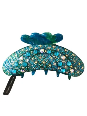 Black Colour T Hair Claw Premium Green Blue Turquoise Wave 5503 GB