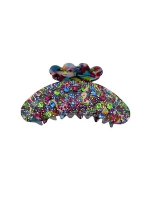 Black Colour T Hair Claw Premium Multi Splash With Multi Sequins 5503 MS-OS