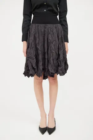 Black Crepe Midlength Skirt
