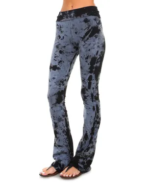 Black Crystal Marble Tie-Dye Fold-Over Yoga Pants