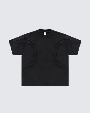 Black Deconstructed Loose-Fit T-Shirt