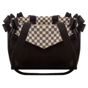 Black Double Nouveau Bow Luxury Dog Carrier with Windsor Check Flaps