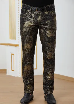 Black Gold Foil Stretchy Pants