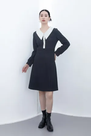 Black Large Collar Midi Dress