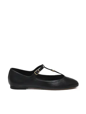 Black Marcie Ballerinas with Gold Buckle
