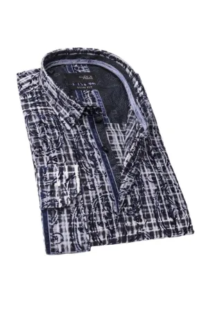 Black Paisley Flocking Button Down Shirt