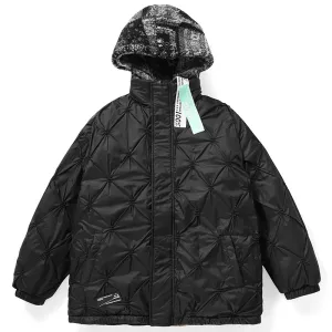 Black Paisley Jacquard Spliced Padded Coat