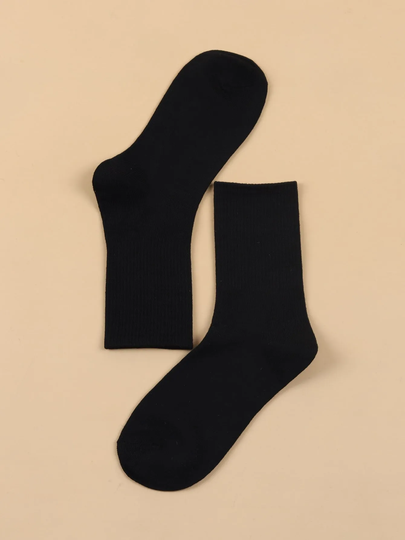 Black Plain Crew Socks for Women Solid Socks Cozy Socks Fashion Socks