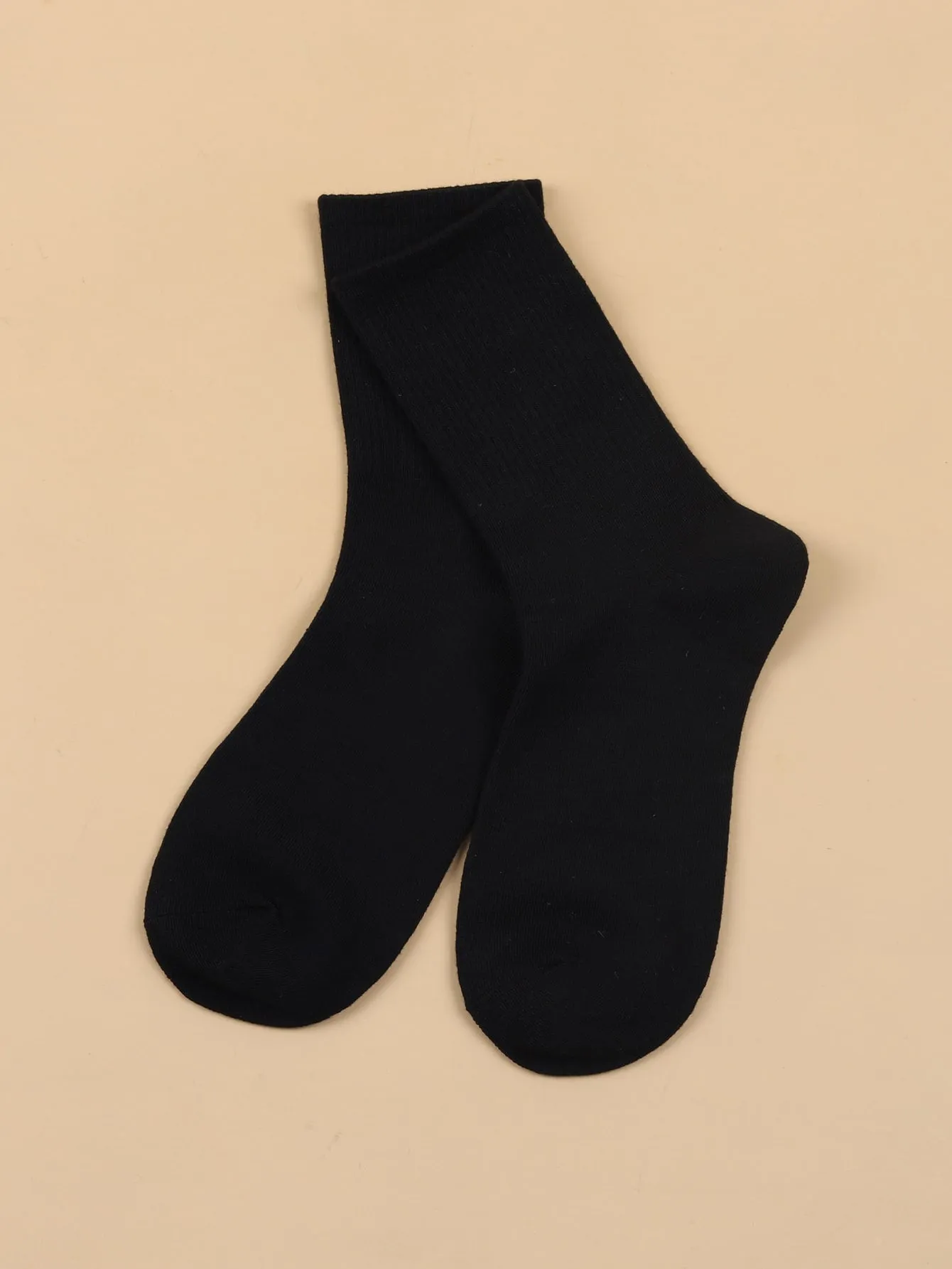 Black Plain Crew Socks for Women Solid Socks Cozy Socks Fashion Socks
