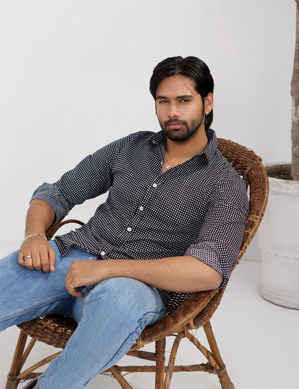Black Polka Dot Cotton Shirt