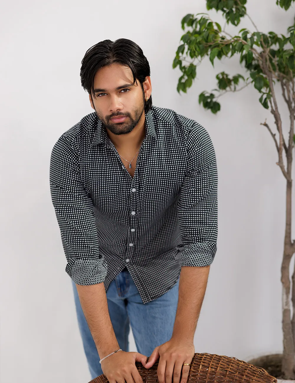 Black Polka Dot Cotton Shirt