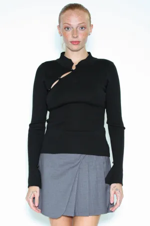 Black Qipao Collar Sweater
