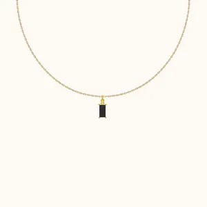 Black Rectangle CZ Pendant Necklace