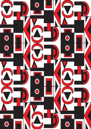 Black Red White Abstract Geometric Pattern