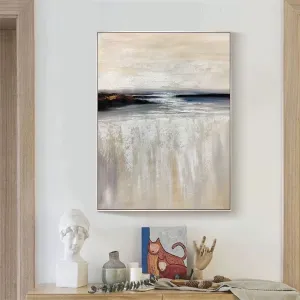 Black Rock Acrylic Painting on Canvas Blue White Textured Painting Wp043