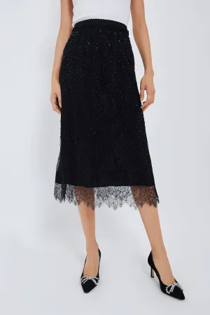 Black Seraphina Stoned Lace Skirt