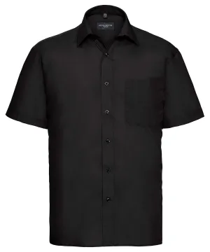 Black - Short sleeve polycotton easycare poplin shirt