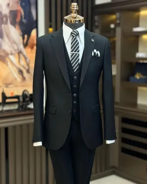 Black Slim Fit 3 Piece Suit for Men by GentWith