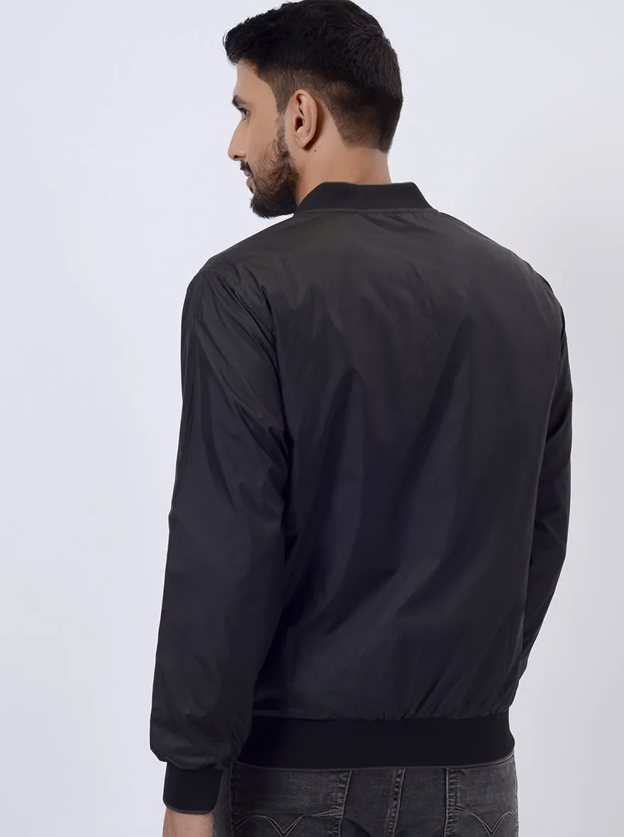 Black Solid Regular Fit Winter Jacket | JadeBlue