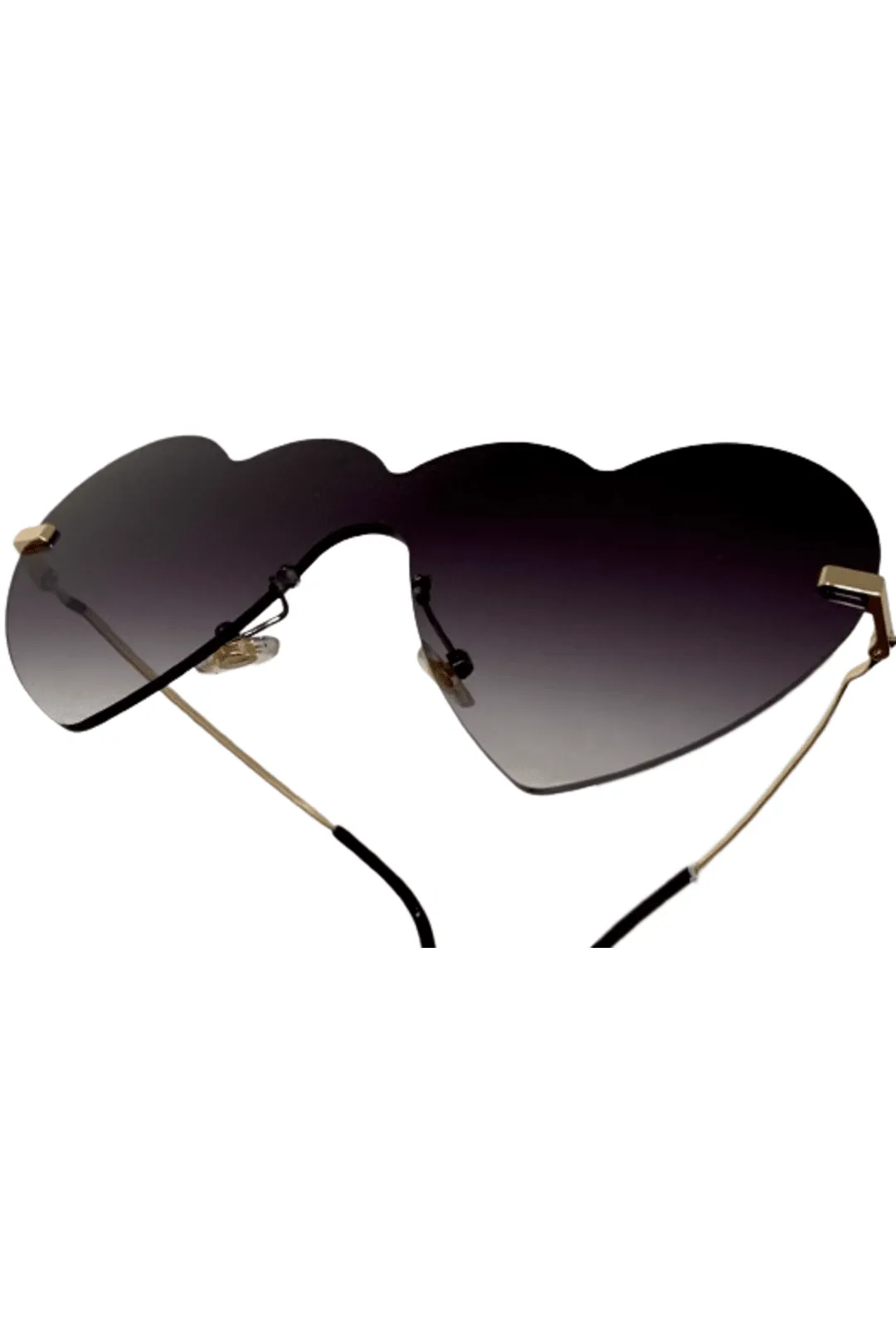 Black to Clear Ombre Frameless Heart Glasses