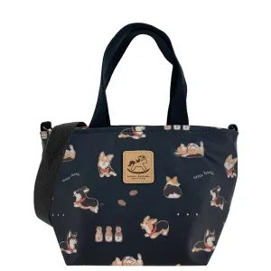 Black Tricolor Corgi Mini Travel Tote