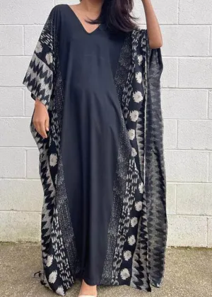 Black V Neck Maxi Holiday Dresses Summer LY3037