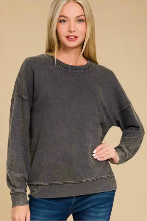 Black Vintage Wash Relaxed Fit Sweatshirt