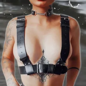 Black Wide Strap Body Harness Belt