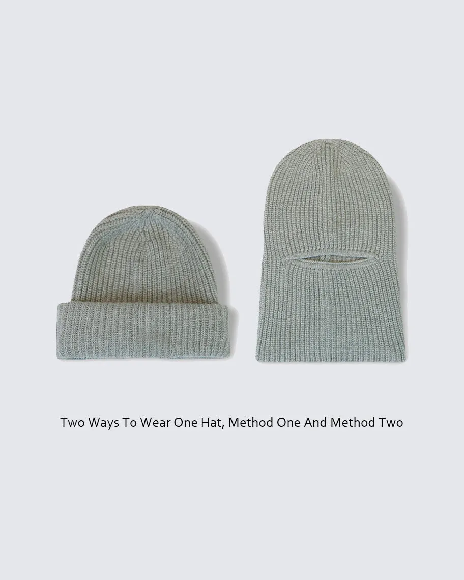Black Woolen Windproof Mask Cold Cap