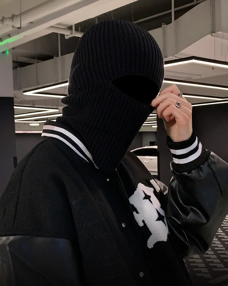 Black Woolen Windproof Mask Cold Cap