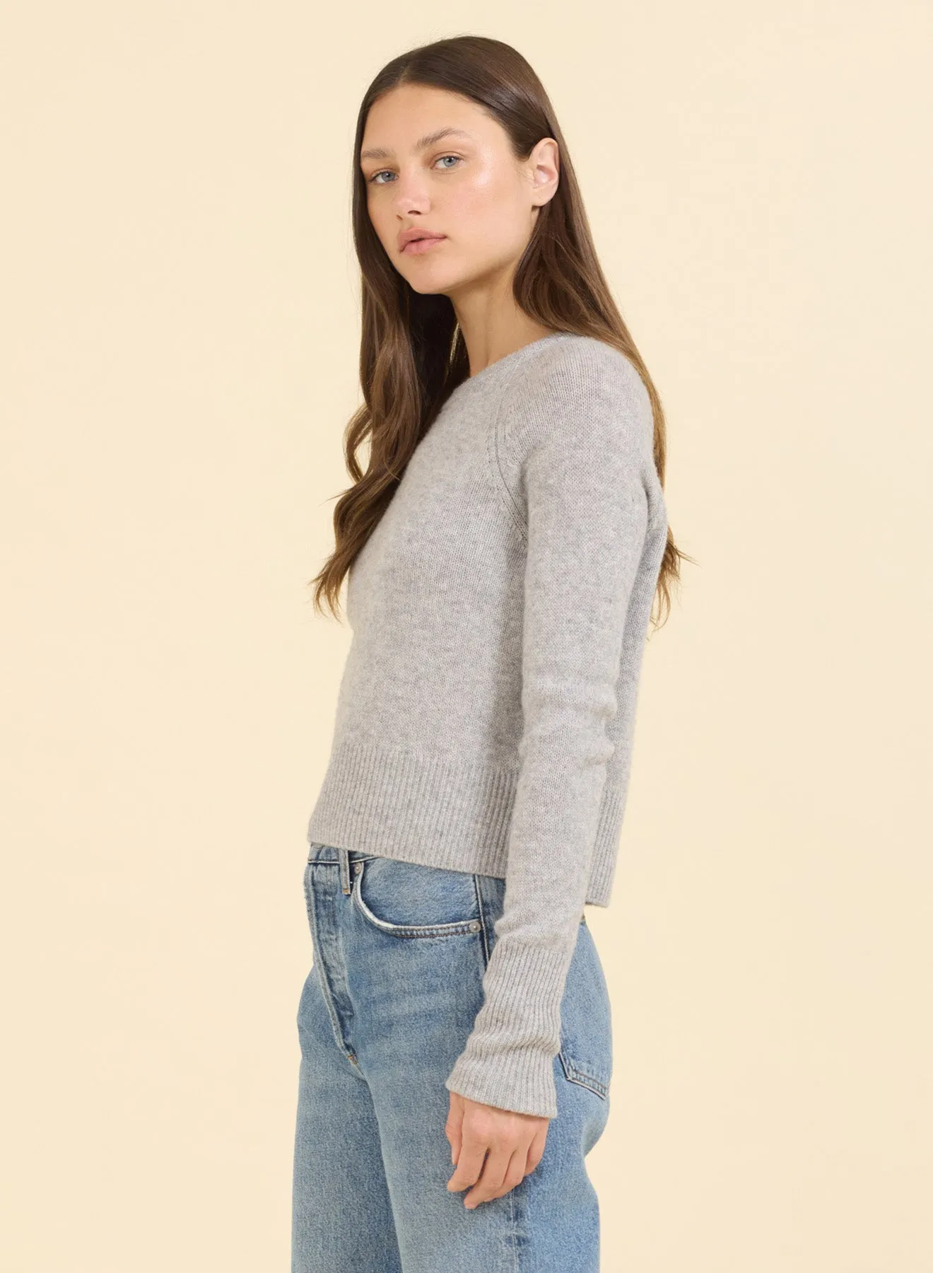 Blakely Cashmere Crewneck - Heather Grey